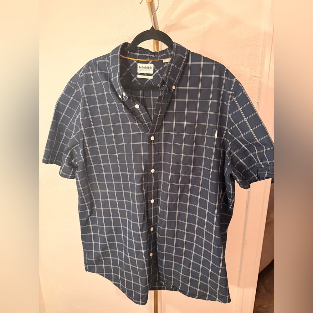 Timberland Plaid Button-Up Shirt Men’s XL Regular Fit Short Sleeve